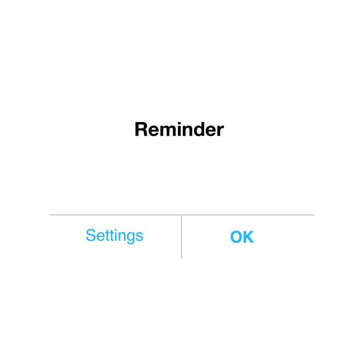 a white background with the words reminder settings ok and an image of a clock on it