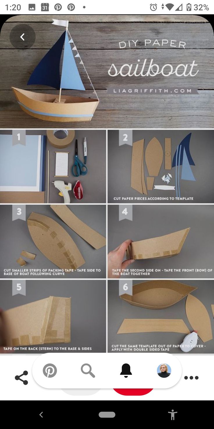 the instructions to make a paper sailboat on wood planks are shown in this screenshot