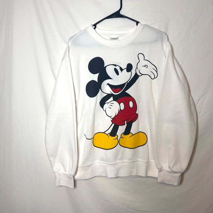 Disney Womens Mickey Mouse White Pull Over Sweatshirt Nwt Size M New With Tags Super Soft Smoke Free Home Graphic Mickey Mouse Mickey Mouse Crewneck, Cute Mickey Mouse Cotton Sweatshirt, Mickey Mouse Long Sleeve T-shirt For Streetwear, Cute White Mickey Mouse Sweatshirt, Disney Graphic Print Top For Winter, Casual Mickey Mouse Crew Neck Sweatshirt, Disney Graphic Print Tops For Winter, Casual Crew Neck Mickey Mouse Sweatshirt, Cute Minnie Mouse Crew Neck Sweatshirt