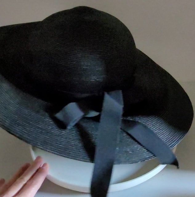 Great vintage hat. Wear from age and storage. Great for dress up day! Vintage Black Hat For Spring, Evening Fedora Straw Hat, Elegant Adjustable Bonnet For Summer, Elegant Adjustable Summer Bonnet, Vintage Cloche Hat With Short Brim For Parties, Vintage Black Straw Hat With Curved Brim, Vintage Black Straw Hat With Flat Brim, Vintage Black Straw Hat With Short Brim, Vintage Fedora One Size Fits Most