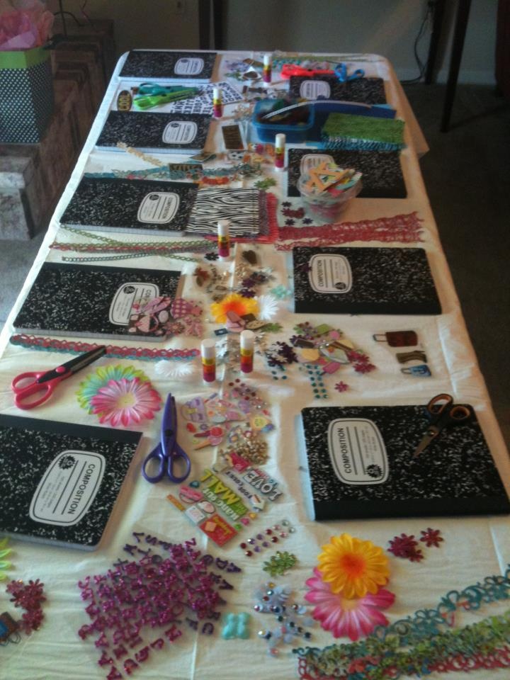 the table is covered with many items for making necklaces and bead bracelets