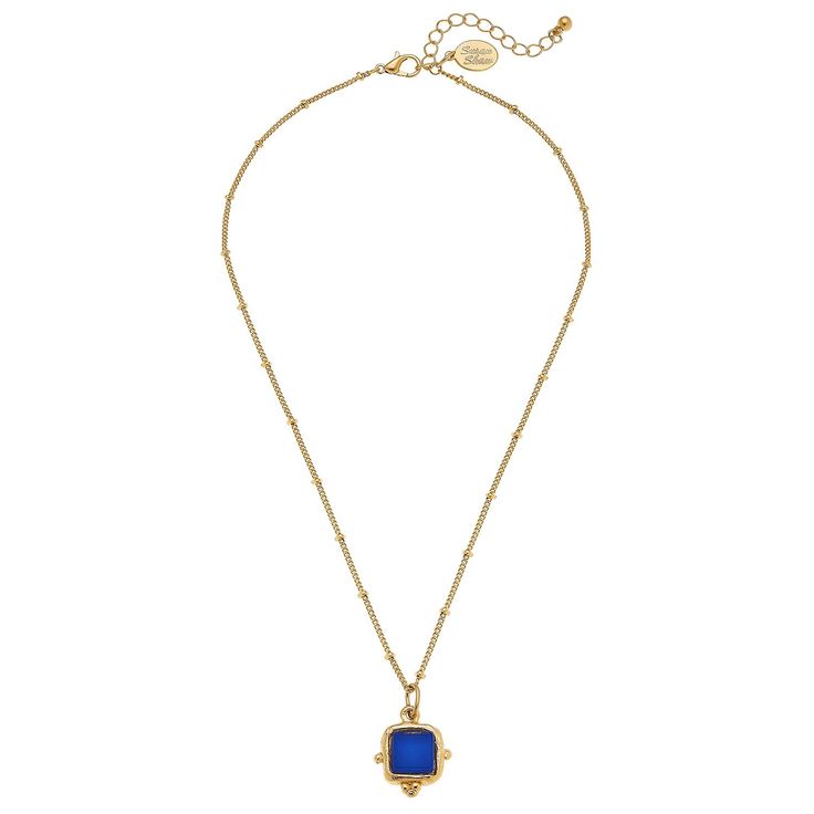 Bright French glass set in handcast gold on a dainty gold chain. 24k gold plated French glass Handmade in San Antonio, TX Susan Shaw, Dainty Gold Chain, Ribbon Box, French Glass, 24kt Gold, Lovely Necklace, Hand Cast, San Antonio Tx, Dainty Necklace