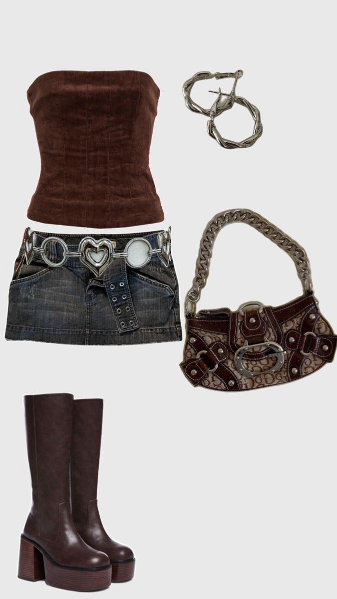 Fall fashion aesthetic boots brown outfit Y2k Fall Aesthetic, 2000s Fall Outfits, 2000s Fall Fashion, 2000s Fashion Fall, Fall Y2k Outfits, 2000s Fall, Fall Fashion Aesthetic, Brown Boots Outfit, Y2k Fall