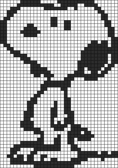 a cross stitch pattern with snoop the dog on it's chest and head, in black and white