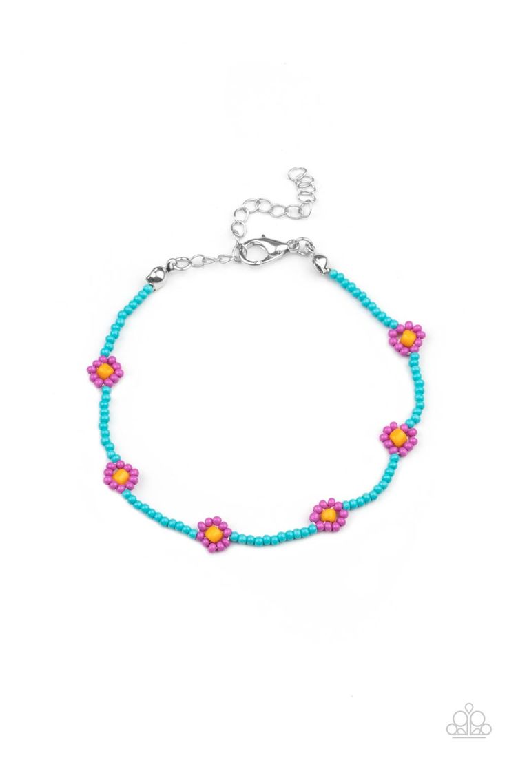 Paparazzi Camp Flower Power Purple Bracelet Paparazzi Jewelry Pink Fireworks, Preppy Bracelets, Power Bracelet, Seed Bead Flowers, Hobby Ideas, Flower Circle, Jewelry Watch, Turquoise Bead Bracelet, Purple Bracelet