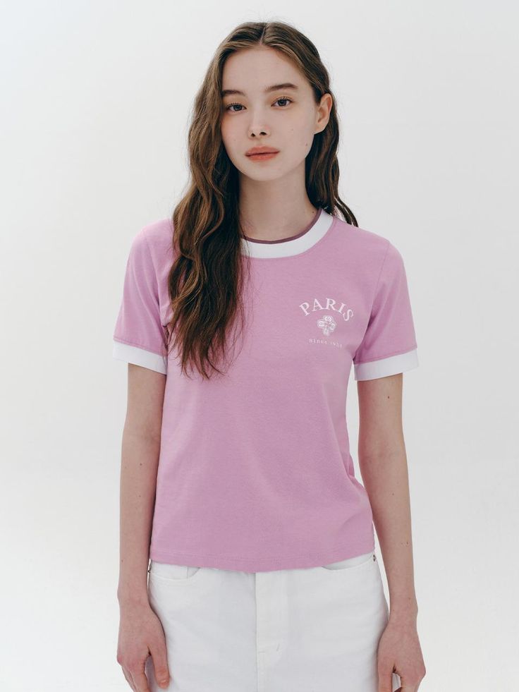 Composition : Exterior: 100% cotton Coloring: 100% polyesterColor : PK (pink)_38 (55), PK (pink)_40 (66)Country of Origin : KOREA Pink Cotton Tops With Letter Print, Pink Cotton Short Sleeve Tops, Pink Short Sleeve Cotton Tops, Pink Cotton T-shirt For Spring, Casual Pink Cotton Top, Pink Cotton Crew Neck Top, Basic Pink Top With Letter Print, Logo T Shirt, Tshirt Logo