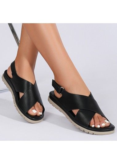 Color:Black;Size:36;Size:37;Size:38;Size:39;Size:40;Size:41;Size:42;Package Contents:1 Pair X Sandals;Style:Casual; Sandals On Sale, Sandals For Sale, Sandal Fashion, Shoes Black, Leather Sandals, Black Shoes, Cinderella, Pu Leather, Style Casual