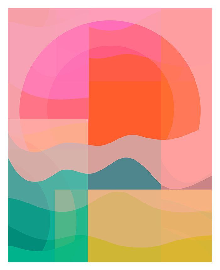 Retro Summer #1 - Abstract Art Print - 18x24 Giclee Print Abstract Art Examples, Abstract Block Art, 70s Abstract Art, Happy Abstract Art, Coastal Inspired Art, Professional Framing, Rainbow Mural, Abstract Clouds, Summer Abstract