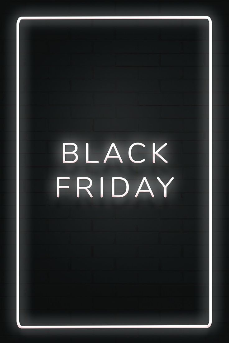 a neon sign that says black friday in white on a dark brick wall with the words'black friday'below it