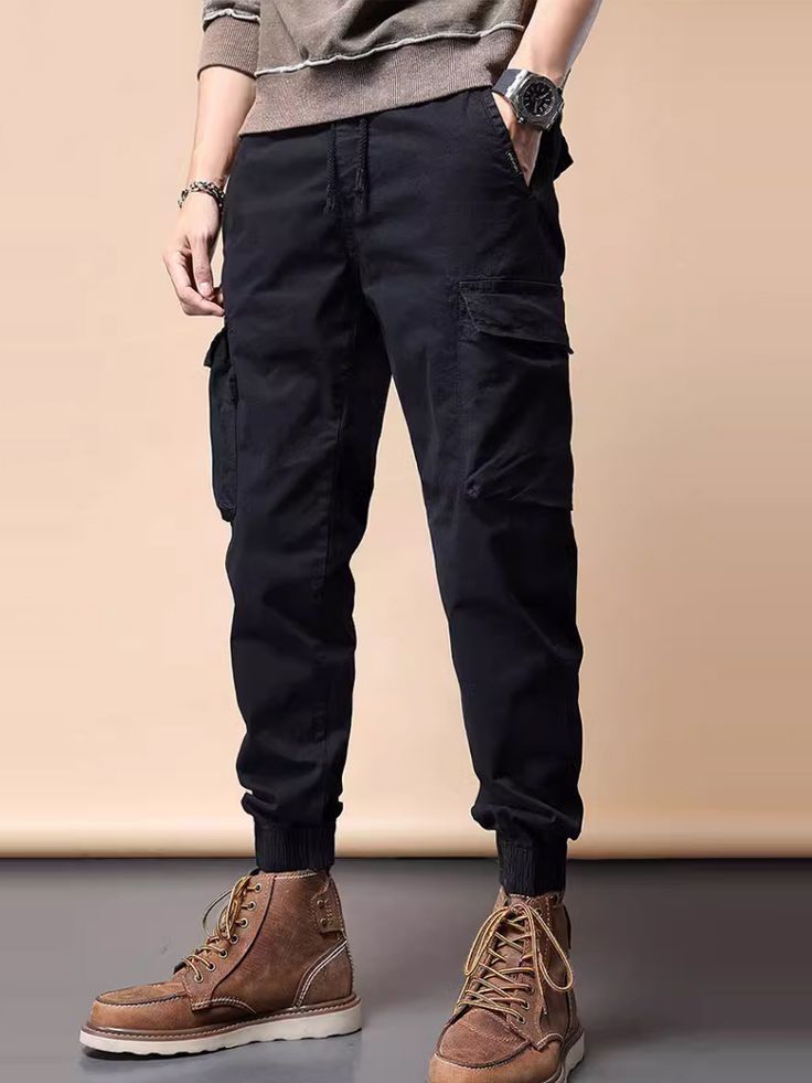 Applicable Season : Four Seasons Applicable Scene : Casual Fabric Type : CANVAS Model Number : 657 Closure Type : Elastic Waist Decoration : Pockets Place Of Origin : China (mainland) Front Style : Flat Item Type : full length Length : Ankle-Length Pants Thickness : midweight Fit Type : regular Style : Safari Style Material : POLYESTER Gender : MEN Pant Style : Cargo Pants Waist Type : MID Height/weight, recommended size 145~170cm/40~55kg，XS 155~175cm/55~65kg，S 160~180cm/65~75kg，M 160~185cm/75~8 Black Parachute Pants With Patch Pockets Tapered Leg, Black Straight Cargo Pants With Patch Pockets, Black Parachute Pants With Tapered Leg And Patch Pockets, Black Tapered Leg Cargo Jeans With Patch Pockets, Black Tapered Leg Cargo Jeans With Pockets, Black Cargo Jeans With Multiple Pockets, Black Full-length Parachute Pants With Patch Pockets, Black Cargo Jeans With Tapered Leg And Hip Pockets, Black Tapered Leg Cargo Jeans