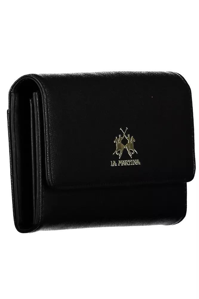 Discover the epitome of sophistication with our elegant wallet from La Martina. This chic accessory boasts four compartments and a coin purse, with multiple card spaces providing ample organization. An efficient zip and automatic closure system keep your belongings secure, while the iconic logo adds a touch of luxury brand appeal. Perfect for the discerning individual who appreciates both style and functionality. Material: 100% Polyethylene Country of origin: CN Color: Black Double Space, Elegant Wallet, High Heel Stiefel, Black Wallet, Boot Pumps, Chic Accessories, Leather Hobo, Card Holder Leather, Wallets For Women