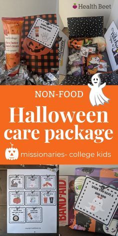 halloween care package for kids with the title non - food halloween care package on top