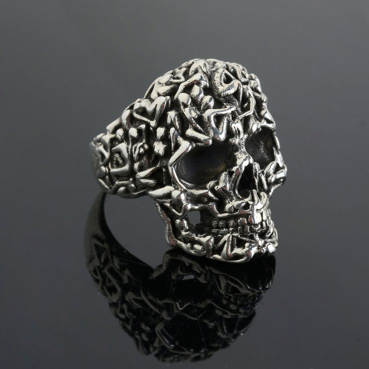 Sterling silver gothic skull ring. We presented this skull ring with the option of silver or white bronze. The ring is completely handmade and will be produced in the same image even if you buy the material of silver or white bronze. -Item Details - Gender : Male / Female - Materials: 925K Sterling Silver/ white bronze - weight: 15-22 gr * Ready to Ship in 1-3 Business Days * The product is sent with a suitable box for gifting. *visit our store for unique unique jewelry and the most advantageous Symbolic Engraved Skull Ring, Black Sterling Silver Skull Ring, Sterling Silver Skull Ring In White Gold, Gothic Silver Sterling Silver Skull Ring, Handmade Punk Skull Rings, Gothic Silver Skull Ring, Symbolic Hand Cast Skull Ring, Gothic Sterling Silver Skull Ring, Gothic Skull Rings With Engraving