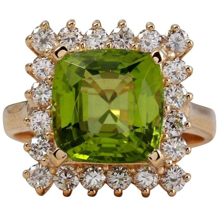 5.30 Carats Natural Very Nice Looking Peridot and Diamond 14K Solid Yellow Gold Ring Total Natural Cushion Cut Peridot Weight is: Approx. 4.50 Carats Peridot Measures: Approx. 8.00 x 8.00mm Natural Round Diamonds Weight: Approx. 0.80 Carats (color G-H / Clarity SI1-SI2) Ring size: 7 (we offer free re-sizing upon request) Ring total weight: 5.8 grams Disclaimer: all weights, measurements and colors are approximate and may vary slightly from the listed dimensions or as seen in the image. All pictu Wedding Art Deco, Wedding Ring For Her, Natural Cushions, Promise Ring Gift, Etsy Gold Ring, Birthday Ring, Peridot Ring, Solid Gold Rings, Wedding Art