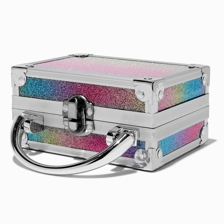 Claire's Club Mini Travel Rainbow Glitter Lock Box Makeup Set Kid Makeup, Claire's Makeup, Makeup Kit For Kids, Makeup Sets, Cosmetic Sets, Kids Makeup, Barbie Birthday, Birthday Halloween Party, Fashionable Jewelry