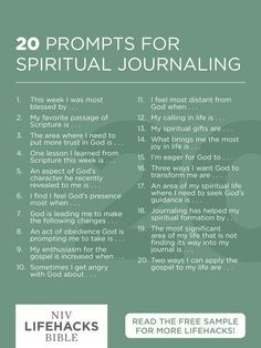 a green poster with the words, 20 propps for spiritual journaling on it