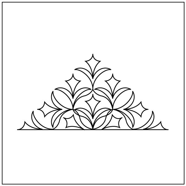 a black and white line drawing of a triangle with leaves on it's sides