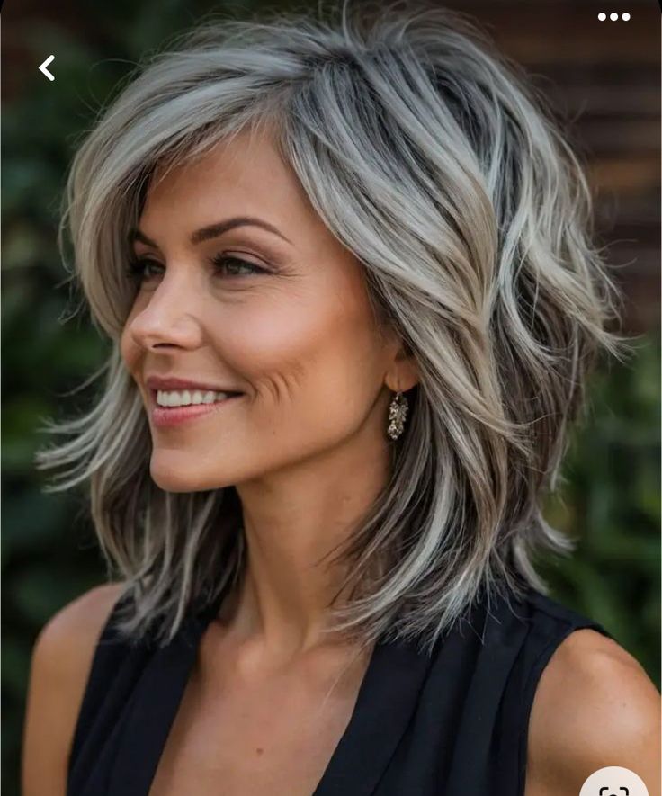 Jennifer Aniston Shag Haircut, Medium Length With Short Layers, Over 50 Womens Hairstyles, Cute Grey Hairstyles, Short Layered Hair Medium, Medium Length Grey Hair Styles Over 50, Layered Gray Hair Over 50, Shag Hairstyles Fine Hair, Hair For 50 Year Old Women Over 50