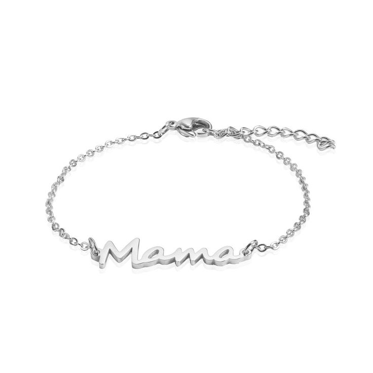 Keep your beloved mom close to your heart with this stylish bracelet. Crafted from stainless steel, the bracelet features a mama nameplate, and is available in either gold or silver colors, or in string colored red or black. Perfect for any mom, it is a wonderful way to show her that she is loved. Letter Charm Bracelet, Mama Bracelet, Letter Bracelet, Stylish Bracelet, Mom Jewelry, Beaded Cuff, Elegant Bracelet, Gold Plated Bracelets, Steel Necklace