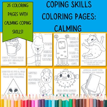 Elevate social-emotional learning with our Coping Skills: Calm Coloring Pages, a valuable resource designed to nurture emotional intelligence in young minds. Featuring twenty-five uniquely illustrated coping skills, these engaging pages serve as both an educational and entertaining activity.Perfect for educators, parents, and counselors, our Coping Skills Coloring Pages facilitate classroom activities, therapy sessions, or homeschooling endeavors. These printable pages not only captivate childre Coping Skills For Preschoolers, Calm Coloring Pages, Child Therapy Activities, Child Therapy, Social Emotional Skills, Emotional Skills, Self Regulation, Therapy Ideas, Special Education Classroom