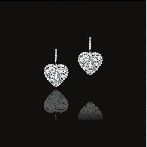 jewellery ||| sotheby's ge0805lot3qcymen Heart Solitaire Earrings, Heart Shape Diamond Earrings, Heart Shaped Diamond Earrings, Heart Diamond Earrings, Diamond Heart Earrings, Heart Diamond Ring, Tiaras Jewellery, Solitaire Earrings, International Jewelry