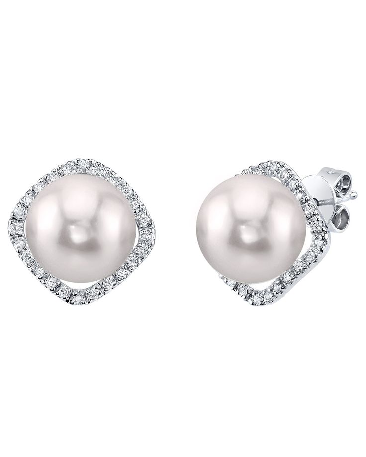 These beautiful pearls earrings add a touch of class to any occasion. The earrings feature two AA+ quality, 8.5-9.0mm Japanese Akoya cultured pearls, hand picked for their gorgeous luster and surface. The pearls are mounted with 0.13 carats of SI quality diamonds on 1.65 grams of the finest 14K gold. All earrings are approved by our staff of GIA pearl experts and come packaged in a beautiful jewelry box. Pearl Earrings With Diamond Accents For Evening, Elegant Akoya Pearl Earrings For Anniversary, Elegant Round Pearl Earrings With High Luster, Elegant Pearl Earrings With High Luster For Evenings, Elegant Pearl White Pearl Earrings For Anniversary, Elegant Round Pearl Earrings For Evening, Elegant Evening Pearl Diamond Earrings, Elegant High Luster Pearl Earrings, Elegant Round Cut Bridal Earrings For Formal Occasions