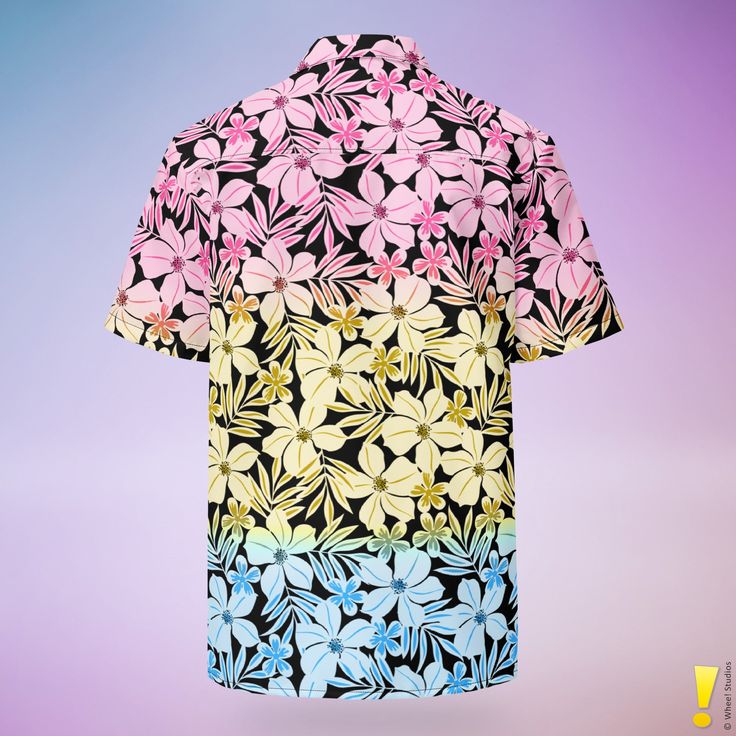 Celebrate Pansexual Pride in Paradise! Embrace the beauty of love in all its forms with our Pansexual Pride Aloha Hawaiian Shirt! Designed for the vibrant LGBTQ+ community, this eye-catching tropical floral design, blooming in a captivating ombre blend of pink, yellow, and blue inspired by the Pansexual Pride flag, is your ultimate statement of self-love, acceptance, and queer joy. Imagine yourself basking in the sun, surrounded by loved ones, radiating confidence and pride in a shirt that perfe Hawaiian All Over Print Top For Spring, Multicolor Printed Hawaiian Shirt For Spring, Spring Multicolor Printed Hawaiian Shirt, Hawaiian Shirt With All Over Print For Spring, Multicolor Graphic Print Beachwear Top, Multicolor Shirt With All-over Print For Beach Season, Multicolor Graphic Print Tops For Beachwear, Hawaiian Multicolor Tops With All Over Print, Multicolor Hawaiian Shirt With All Over Print