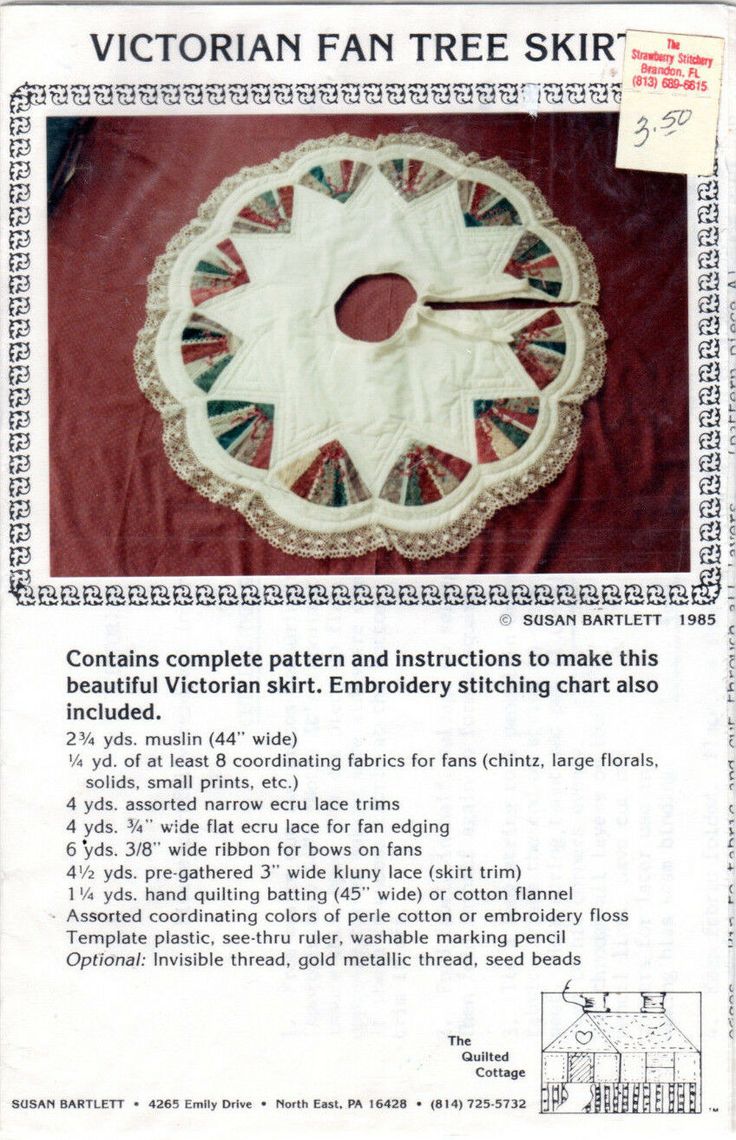 an advertisement for victorian fan tree skirt with instructions on how to sew the pattern