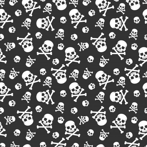 white skulls and crossbones on black background seamless pattern stock photo - budget conscious