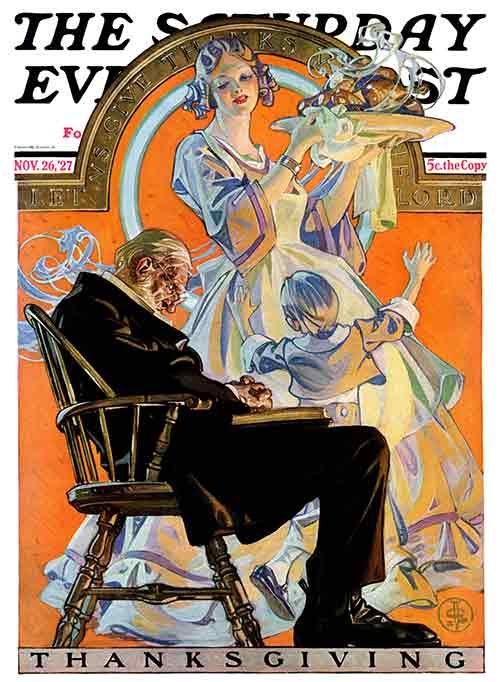 an advertisement for the saturday evening, featuring a man sitting in a chair with a woman