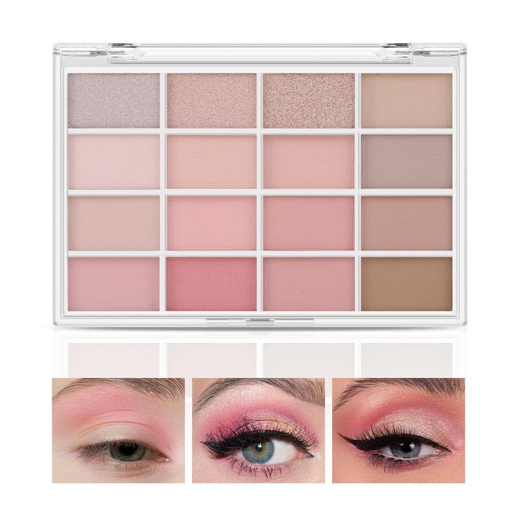 PRICES MAY VARY. 16 Color Eye Shadow Palette: Natural toned eye shadow delivers eye makeup effects from nude pink to rosy burgundy, beige to bronze, ultra-matte to shimmery. Suitable for beginners and professional makeup artists. Creamy Powder Eyeshadows: Highly pigmented eyeshadow makeup has a smooth powder texture. Glides effortlessly on the eyelid for a soft, natural eye makeup. No clumping. Multi-purpose Makeup Palette: Brown eyeshadow palette can be used as an eyebrow powder. Bronzer powder Neutral Pink Eyeshadow, Light Pink Eye Makeup, Soft Pink Eyeshadow, Natural Eye Look, Brown Eyeshadow Palette, Pink Eyeshadow Palette, Bronzer Powder, Makeup Effects, Powder Texture