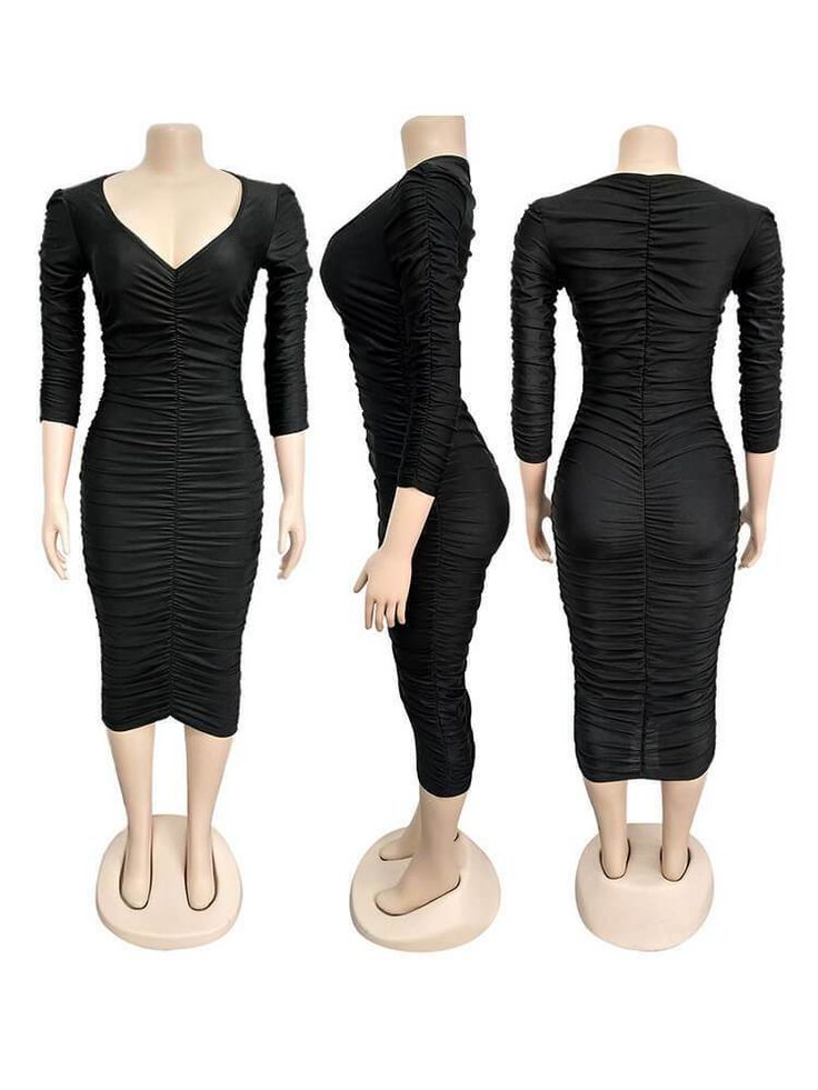 DescriptionFeature: 3/4 long sleeve slim evening formal dress. round neck. high stretchy. bodycon dress. slim fitted. sexy women dress. solid color simple design. going out dresses.Material: Sexy dresses for women party club night. is made of soft fabric. skin-friendly. pretty elastic. lightweight. comfortable to wear. Hand washes. Hang dry. Do not bleach. Do not tumble dry.Occasions: Cocktail dresses for women. is suitable for casual daily wear. office work. dating. going out. night club. party Fitted Solid Color Midi Dress For Party, Solid Color Bodycon Dress For Party Season, Elegant Stretch Bodycon Dress In Solid Color, Slim Fit Solid Color Party Dress, Fitted Ruched Long Sleeve Party Dress, Fitted Solid Color Midi Dress For Night Out, Elegant Solid Color Bodycon Club Dress, Elegant High Stretch Dress, Ruched Bodycon Long Sleeve Dress For Party