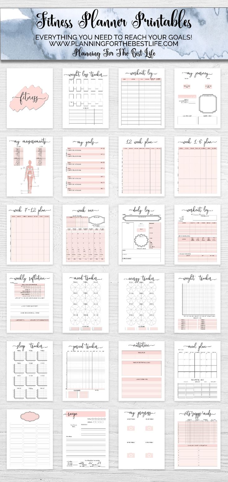 CUSTOMIZABLE Fitness Planner Printables (Six Colors Included)(US Letter) 12 Week Plan, Planning Sport, Business Planner Printables, Fitness Planner Free, Free Planner Templates, Fitness Planner Printable, Workout Log, Weekly Planner Template, Health Planner