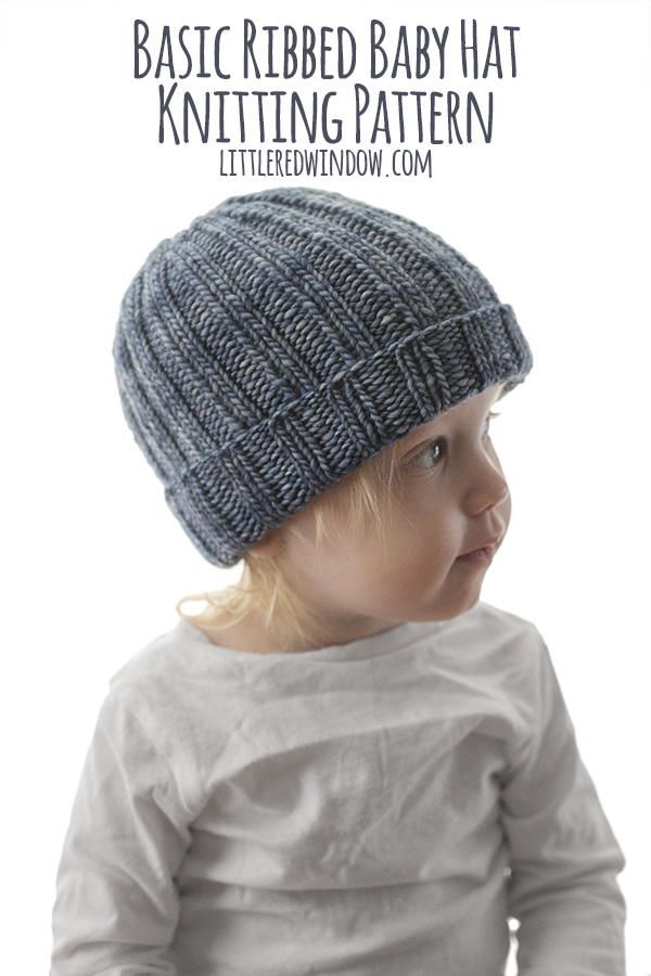 The Easy Ribbed Hat knitting pattern is the perfect baby hat knitting pattern! It’s super easy to knit and the pretty  2 x 2 rib stitch provides great texture and makes a stretchy warm hat. The folded brim makes this cute little baby hat even warmer! This ribbed hat makes a great baby shower gift for your favorite newborn, baby or toddler and looks great knit up in your favorite worsted weight yarn in any color! Beanie Knitting Patterns Free, Ribbed Hat, Double Pointed Knitting Needles, Kids Knitting Patterns, Baby Hat Knitting Pattern, Hat Patterns Free, Hat Knitting Pattern, Baby Hat Patterns, Hat Knitting