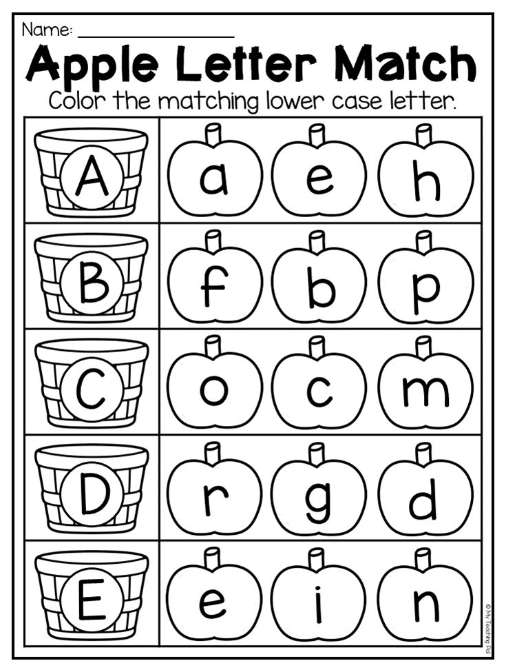 an apple letter match worksheet for preschool