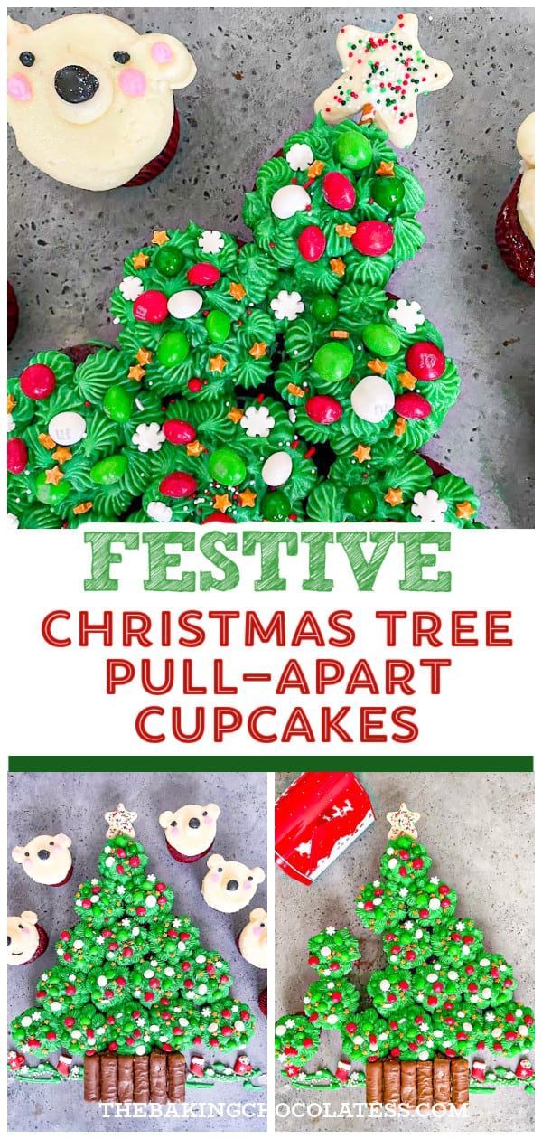 festive christmas tree pull - apart cupcakes are the perfect way to celebrate this holiday