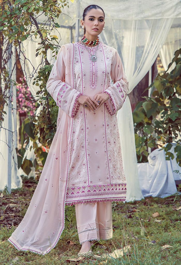 Adan Libas 5077 Design Mushk Mushk Chikenkari Collection Pink Naqshi Unstitched Suit For Wedding, Pink Unstitched Naqshi Suit For Wedding, Pink Unstitched Suit With Naqshi For Wedding, Pink Naqshi Lawn Suit For Wedding, Traditional Pink Lawn Suit For Transitional Season, Traditional Pink Lawn Suit, Fitted Cambric Lawn Suit For Wedding, Pink Unstitched Suit With Naqshi For Eid, Traditional Pink Lawn Suit For Wedding