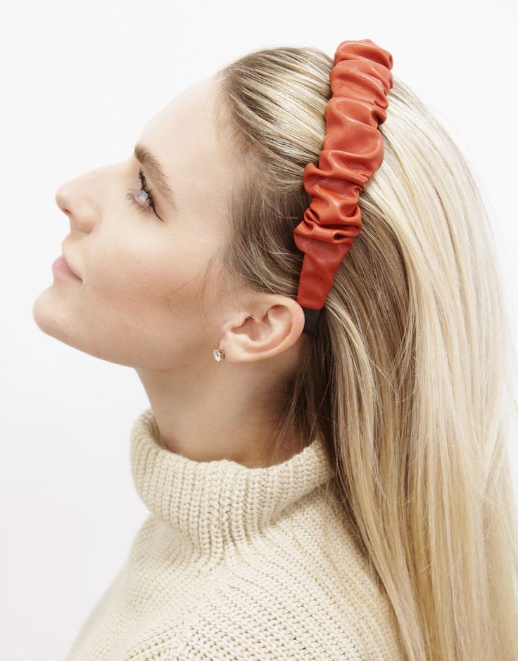 It’s always Leather Weather! Feel luxurious in faux leather with this soft scrunchie headband available in terracotta, olive, and bone. It’s the perfect year round palette! This headband looks great with both long and short hairstyles! Features: Soft faux leather feels both luxurious and casual Unique material and “Scrunchie” design adds interest to this basic headband Approx 1.25” width, tapers to 5/8” at ends One size fit most - stays put but doesn’t fit tight or dig in Manufactured in BSCI so Leather Scrunchie, Scrunchie Headband, Kids Headband, Kids Headbands, Scrunchies, Faux Leather, Hair, Leather