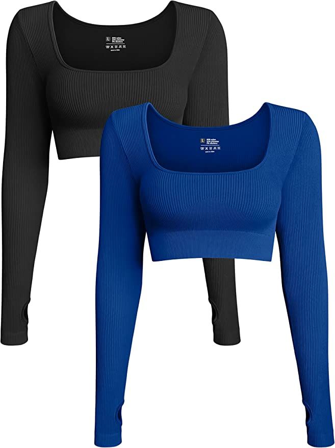 OQQ Women's 2 Piece Crop Top Ribbed Seamless Workout Exercise Long Sleeve Crop Tops #ad Long Sleeve Workout Top, Black Long Sleeve Crop Top, Long Sleeve Workout, Crop Top Outfits, Long Crop Top, Long Sleeve Crop, Lookbook Outfits, Dream Clothes, Cute Casual Outfits