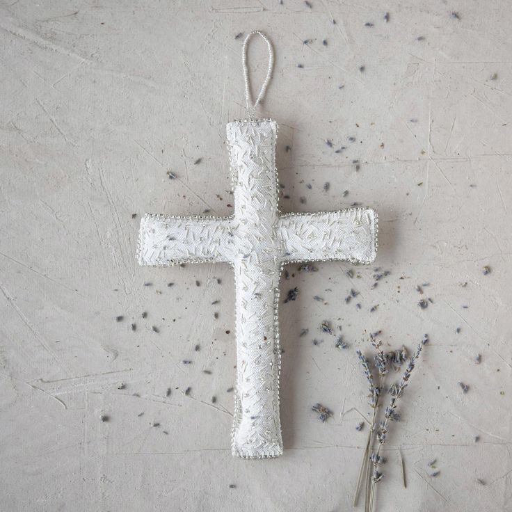 Fabric Cross, The Feathered Farmhouse Beaded Canvas, Bead Cross, Embroidered Beads, Fabric Cross, Fun Bracelet, Bead Sewing, Cream Tones, Vintage Soul, Beaded Cross