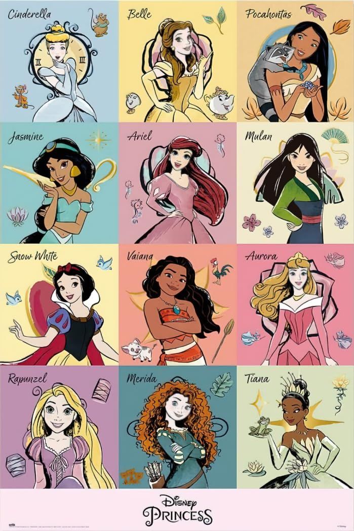 the disney princesses are all different colors