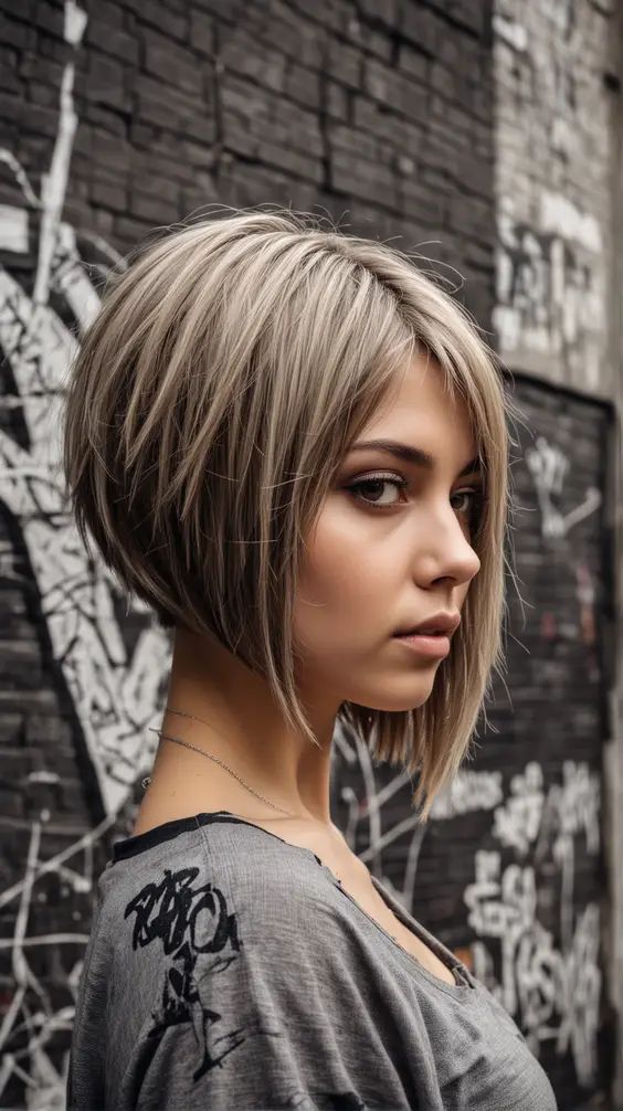 23 Discover the Trendiest Angled Bob Haircuts of 2024: Styles for Every Hair Type and Length One Side Bob Haircut, Asymmetrical Haircuts Medium, Side Part Asymmetrical Bob, Assymetrical Haircut Bob, Stacked Inverted Bob Haircuts, Fine Hair Bob Hairstyles, Modern Pixie Haircut, Funky Bob Hairstyles, Asymmetrical Lob