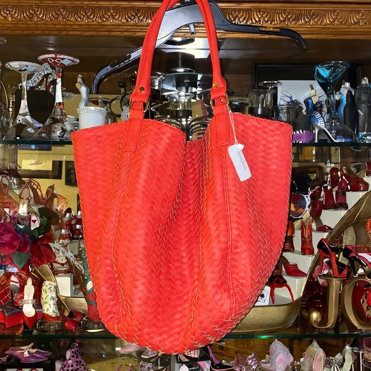 +++Priced At Lowest +++ Brand New With Tags Gorgeous Designer Grapefruit Orange Large Leather Tote By Neiman Marcus Genuine Leather, Tweed Pattern Gold Embellishments Snap Enclosure, Inner Pockets Both Sides Approximate Measurements: 14” X 12” X 8” All Clothing Items Have Been Chi Steamed And Pressed 5 Star Seller Follow Me On Poshmark! Bundle 3 Or More Items For An Instant 15% Discount! Click My Pic To View My Listings 24 Hour Shipping Guarantee (Weekdays) Thanks For Your Interest! Casual Orange Shoulder Bag For Shopping, Orange Leather Bags For Summer, Orange Leather Hobo Bag For Shopping, Summer Leather Hobo Shopping Bag, Summer Leather Hobo Bag For Shopping, Orange Shoulder Bag With Braided Handles For Shopping, Spring Orange Leather Bags, Orange Summer Bags For Errands, Summer Red Leather Shoulder Bag