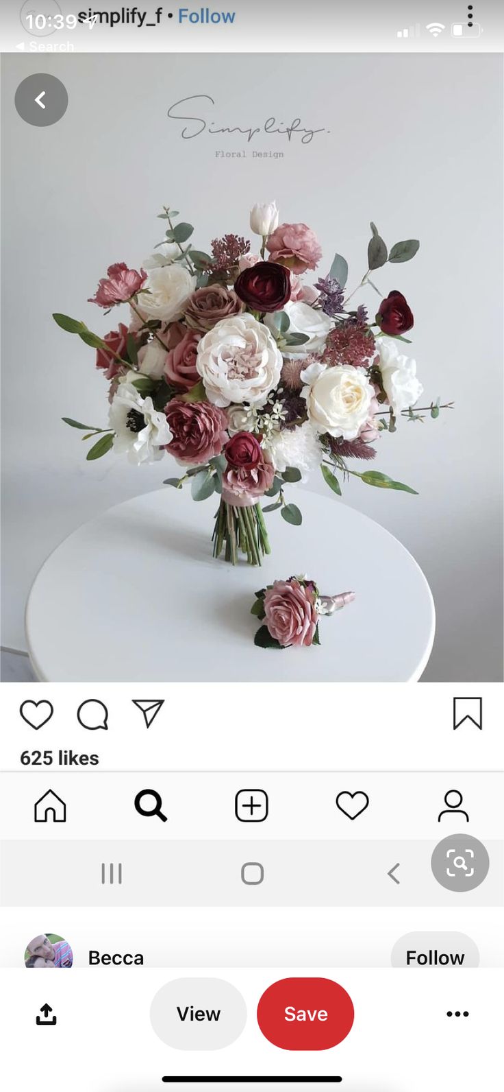 a bouquet of flowers sitting on top of a table next to an instagram page