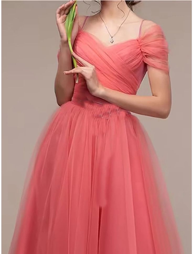 Women's Party Dress Homecoming Dress Cocktail Dress Midi Dress Pink Wine Dark Green Short Sleeve Pure Color Mesh Spring Fall Winter V Neck Fashion Wedding Guest Birthday Vacation Fitted Tulle Dress For Banquet, Fitted Spring Ball Gown With Sweetheart Neckline, Knee-length Tulle Evening Dress For Party, Pink Fitted Floor-length Princess Dress, Summer Bridesmaid Evening Dress With Sweetheart Neckline, Summer Banquet Gown With Sweetheart Neckline, Summer Formal Tulle Bridesmaid Dress, Tulle Mini Dress For Wedding And Party Season, Summer Tulle Dresses With Fitted Bodice