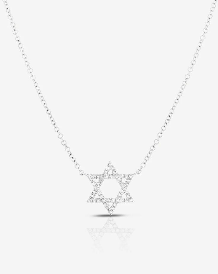 Star of David Necklace – Ring Concierge Sterling Silver Fine Jewelry Necklace, Silver Diamond Long Necklace, Sterling Silver Necklaces With Fine Jewelry Style, Sterling Silver Necklace With Fine Jewelry Style, Fine Jewelry Sterling Silver Necklace With Sterling Silver Clasp, White Gold Sterling Silver Fine Jewelry Necklace, Sterling Silver Custom Necklace For Formal Occasions, Classic Sterling Silver Pendant Necklace, Formal Sterling Silver Necklace With Delicate Chain