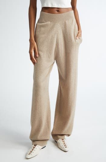 Ribbing at the waistband and cuffs frames these easygoing joggers knit from a luxurious blend of cashmere and wool. 28" inseam; 14" leg opening; 13" front rise; 16" back rise (size X-Small) Elastic waist Ribbed cuffs 75% cashmere, 25% wool Hand wash, dry flat Imported Designer Clothing Cozy Cashmere Bottoms For Winter, Casual Cashmere Sweatpants For Fall, Casual Fall Cashmere Sweatpants, Cozy Cashmere Bottoms For Fall, Casual Wool Pants For Loungewear, Casual Cashmere Bottoms With Ribbed Waistband, Cozy Cashmere Lounge Bottoms, Fall Cashmere Sweatpants For Loungewear, Elegant Knit Pants For Loungewear