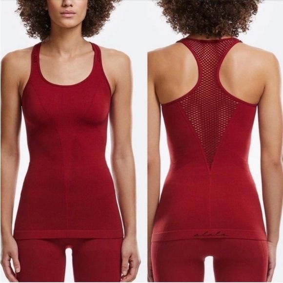 The Non-Basic Basic. Featuring A Comfy No-Seam Construction, Signature Alala Band And Mesh Detailing, Our New Seamless Tank Is Perfect For Any Activity. Seamless Construction Mesh Details In Shoulder, Back And Sleeves Signature Alala Detail On Back Hem 97% Nylon, 3% Lycra Fitted Seamless Red Tank Top, Red High Stretch Yoga Top, Red Breathable Tops For Summer, Red Seamless Workout Tops, Red Breathable Summer Tops, Red Stretch Seamless Tank Top, Red Stretch Tank Top For Gym, Red Sleeveless Top With Seamless Construction, Red Sleeveless Tops With Seamless Construction