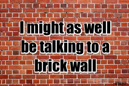 a brick wall with the words i might as well be talking to a brick wall