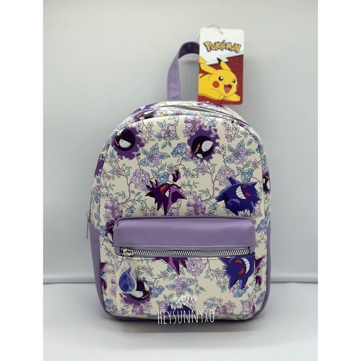 the pokemon backpack is purple and has pikachu on it